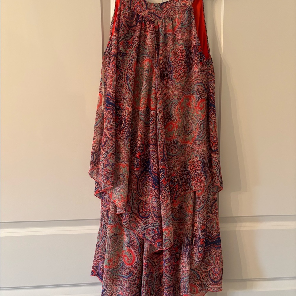 Neiman Marcus Red and Blue Paisley Dress